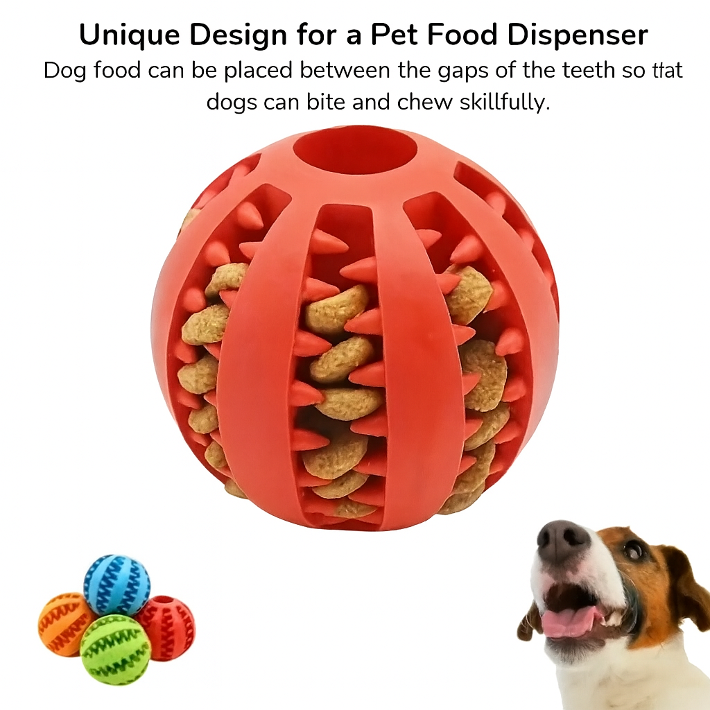 Dog Chew Ball with Treat Dispenser – Dental & Play Toy