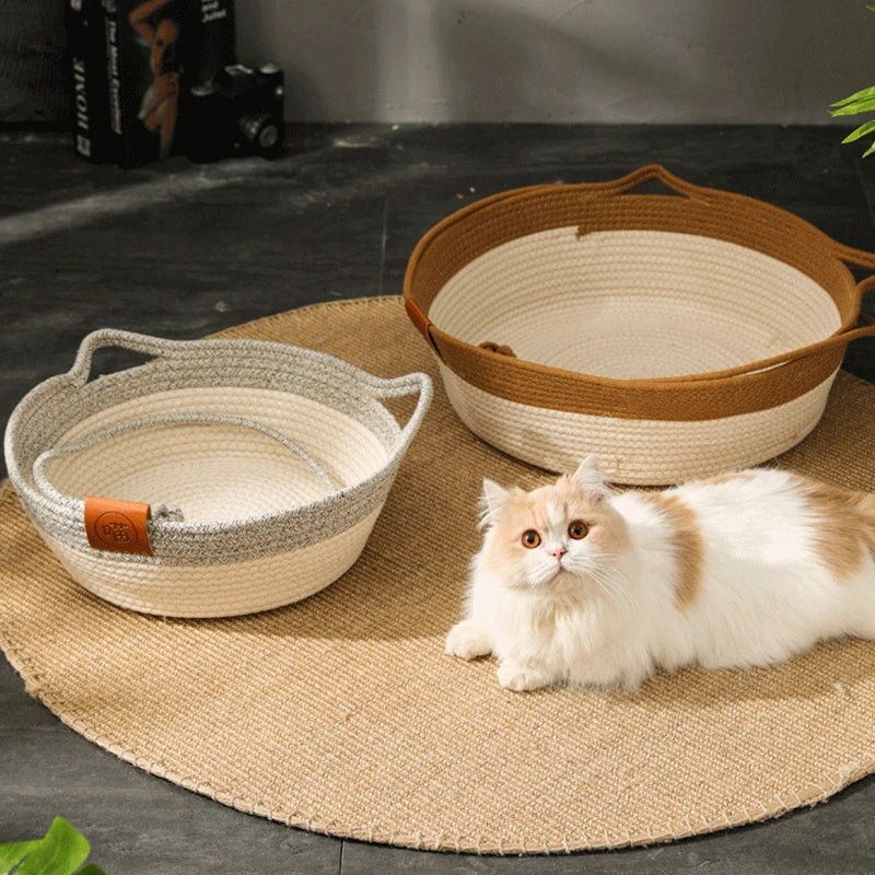 Handwoven Cotton Rope Cat Bed – Stylish & Cosy