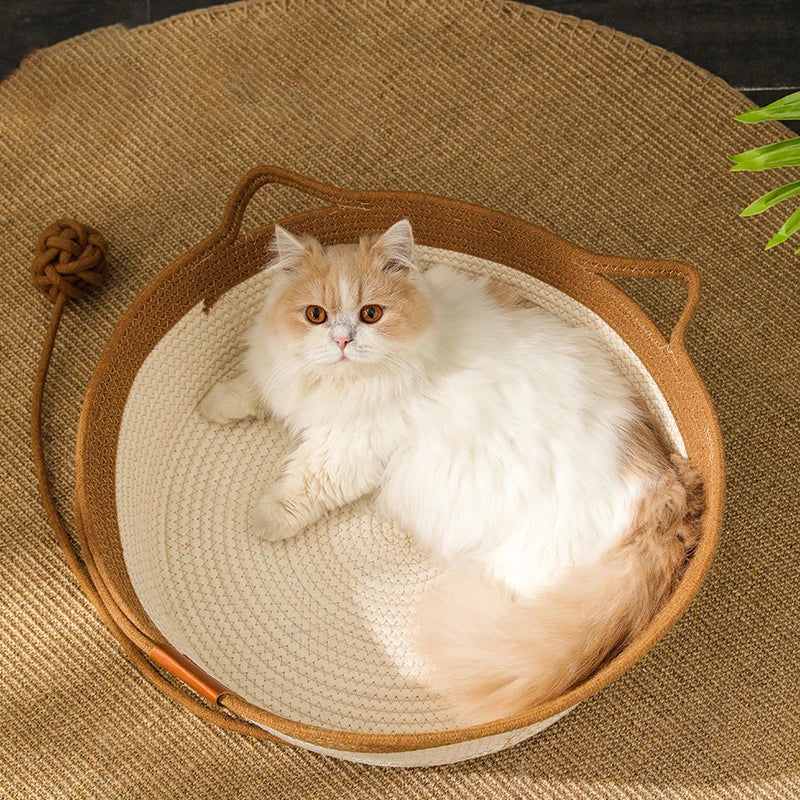 Handwoven Cotton Rope Cat Bed – Stylish & Cosy