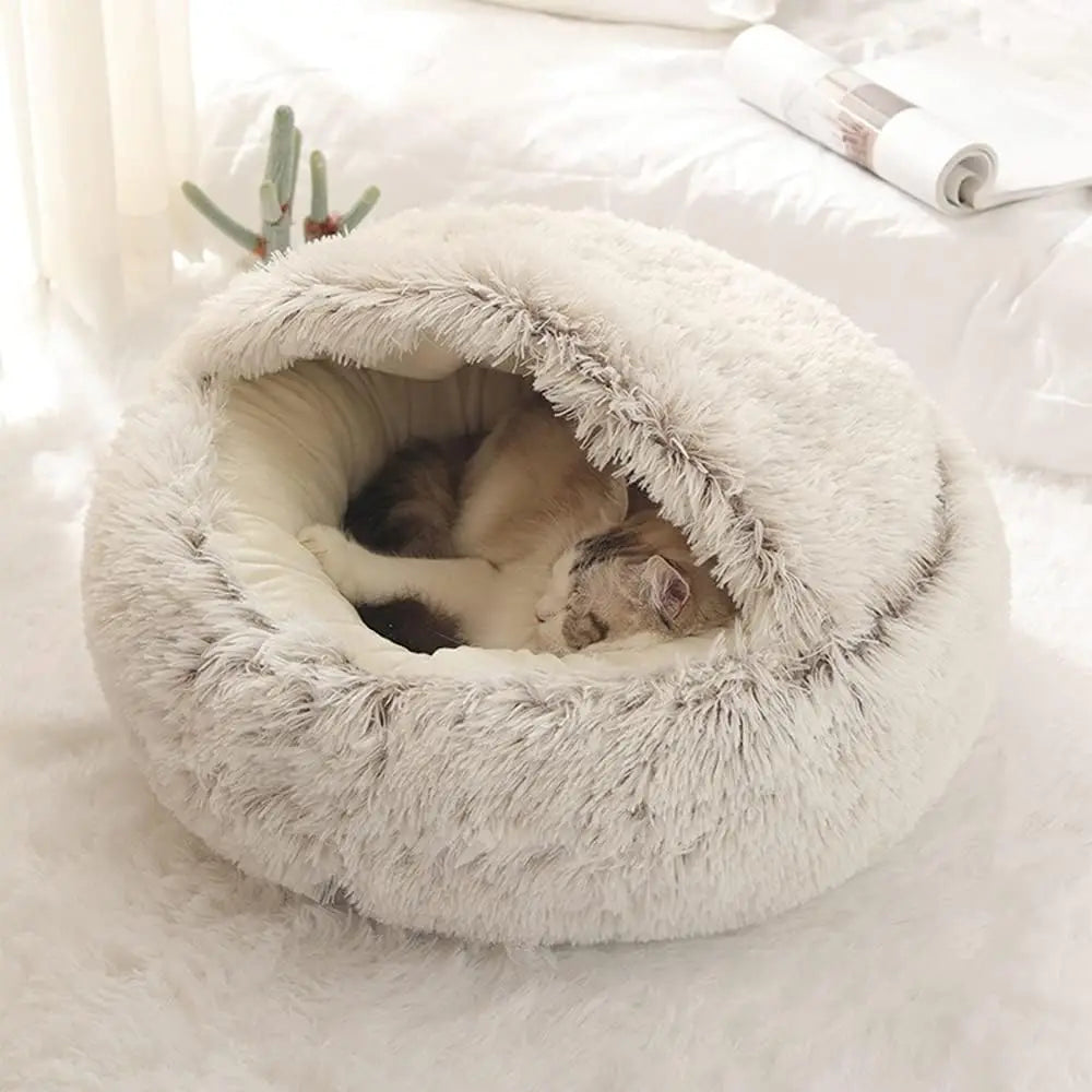 2-in-1 Cat Cave Bed – Plush Hideaway & Cosy Bed