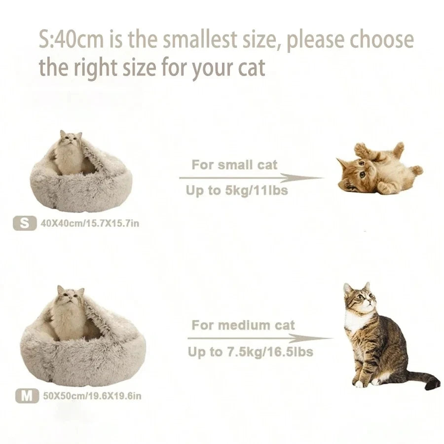 2-in-1 Cat Cave Bed – Plush Hideaway & Cosy Bed