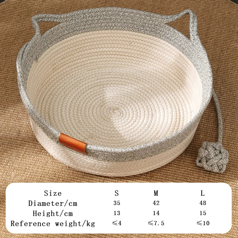 Handwoven Cotton Rope Cat Bed – Stylish & Cosy