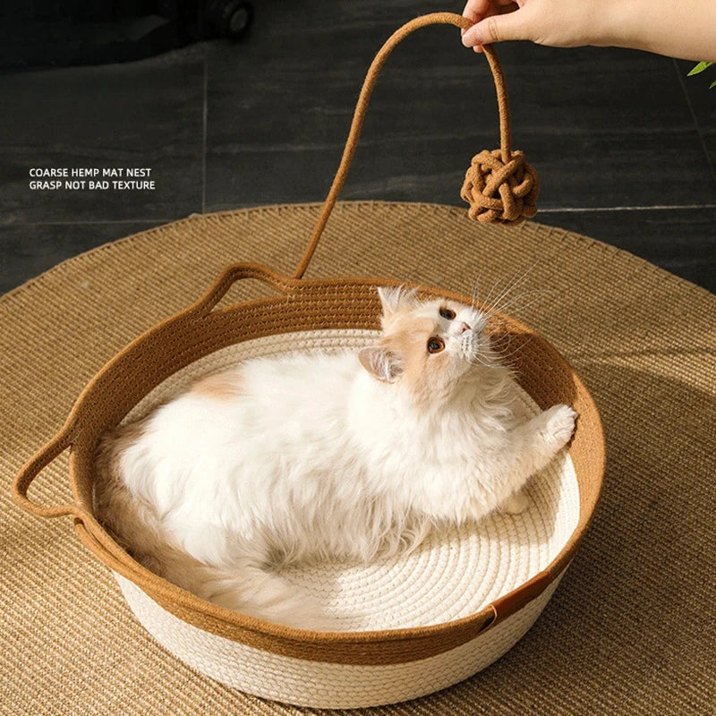 Handwoven Cotton Rope Cat Bed – Stylish & Cosy