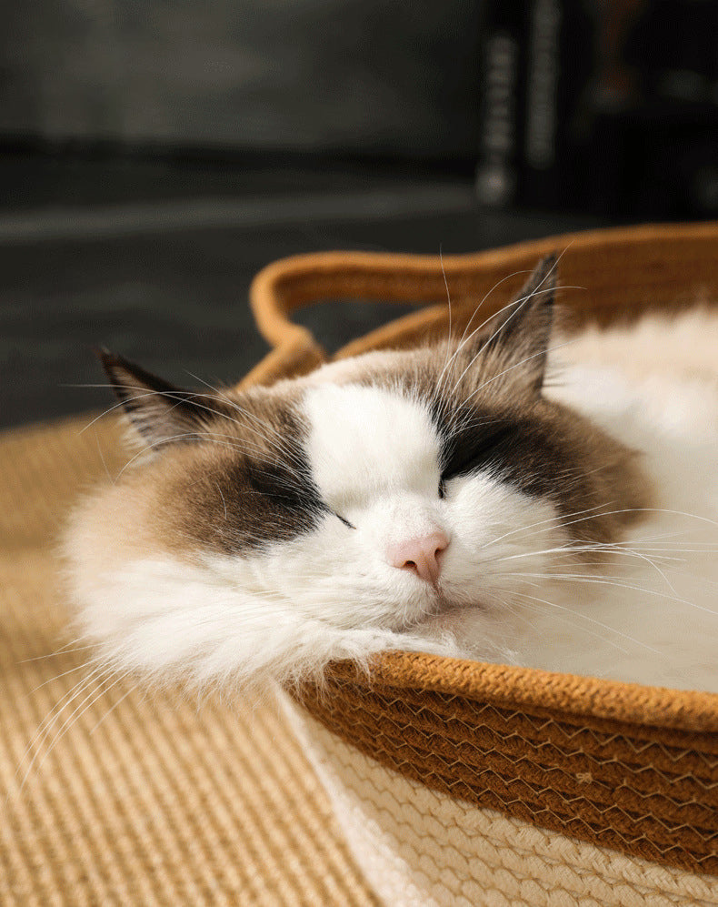 Handwoven Cotton Rope Cat Bed – Stylish & Cosy