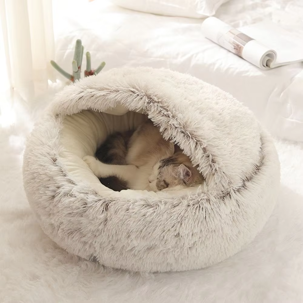 2-in-1 Cat Cave Bed – Plush Hideaway & Cosy Bed