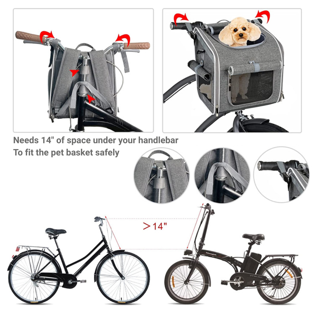 3-in-1 Dog Bike Carrier – Basket, Travel Bag & Car Seat