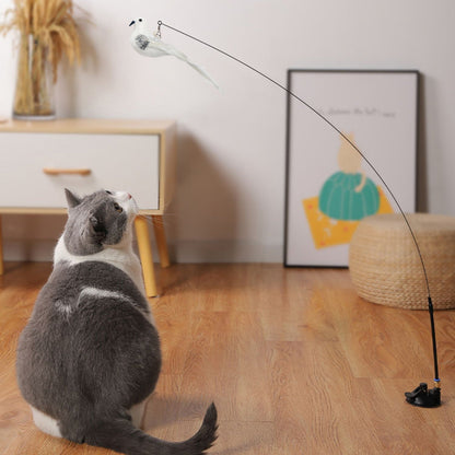 Interactive Cat Toy – Feather Bird Wand for Hunting Fun