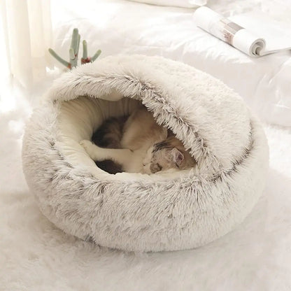 2-in-1 Cat Cave Bed – Plush Hideaway & Cosy Bed