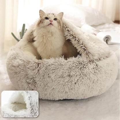 2-in-1 Cat Cave Bed – Plush Hideaway & Cosy Bed