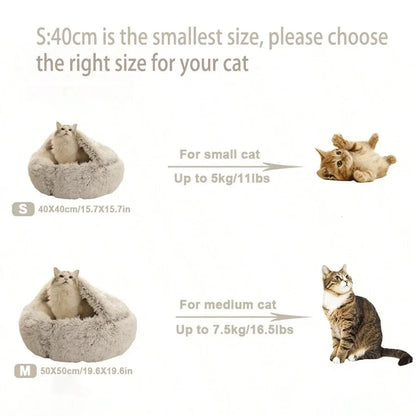 2-in-1 Cat Cave Bed – Plush Hideaway & Cosy Bed