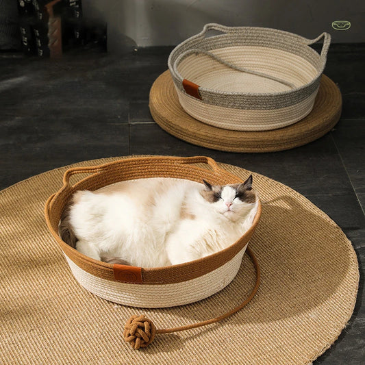 Handwoven Cotton Rope Cat Bed – Stylish & Cosy