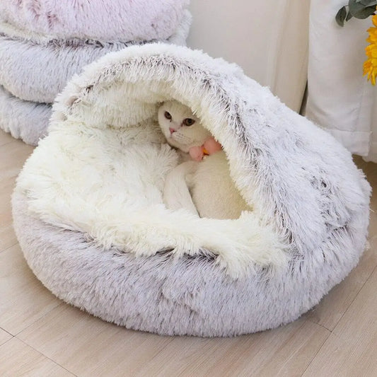 2-in-1 Cat Cave Bed – Plush Hideaway & Cosy Bed