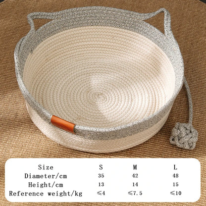 Handwoven Cotton Rope Cat Bed – Stylish & Cosy
