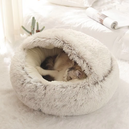 2-in-1 Cat Cave Bed – Plush Hideaway & Cosy Bed